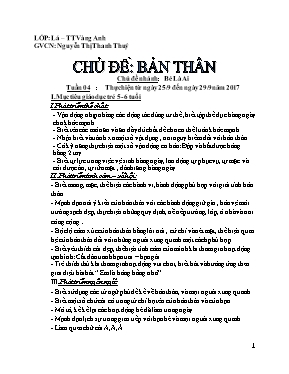 Giáo án mầm non lớp mầm - Chủ đề nhánh: Bé là ai - Nguyễn Thị Thanh Thuý