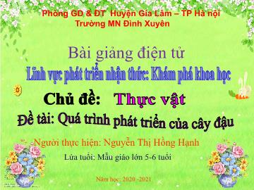 Bài giảng mầm non lớp Lá - Chủ đề Thực vật - Đề tài: Quá trình phát triển của cây đậu