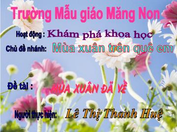 Bài giảng mầm non lớp Lá - Đề tài: Mùa xuân đã về - Lê Thị Thanh Huệ