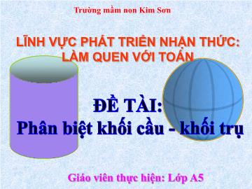 Bài giảng mầm non lớp Lá - Đề tài: Phân biệt khối cầu - Khối trụ