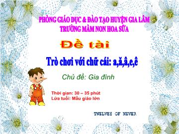 Bài giảng mầm non lớp Lá - Đề tài: Trò chơi với chữ cái: a, ă, â, e, ê