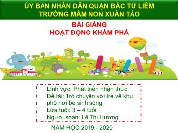 Bài giảng mầm non lớp Lá - Đề tài: Trò chuyện với trẻ về khu phố nơi bé sinh sống