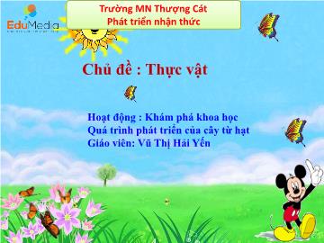 Bài giảng mầm non lớp Lá - Hoạt động: Khám phá khoa học - Quá trình phát triển của cây từ hạt - Trường mầm non Thượng Cát