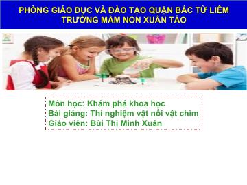 Bài giảng mầm non lớp Lá - Khám phá khoa học - Thí nghiệm vật nổi vật chìm