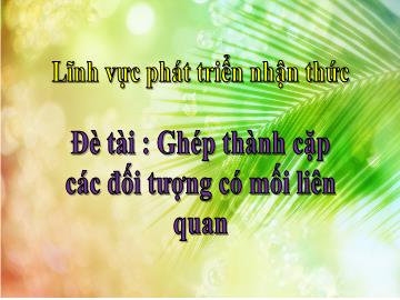 Bài giảng mầm non lớp Mầm - Đè tài: Ghép thành cặp các đối tượng có mối liên quan