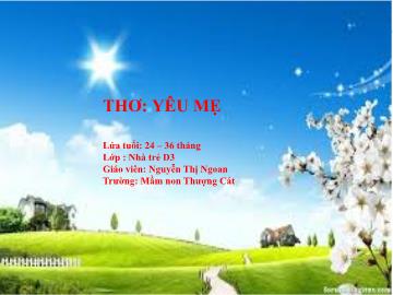 Bài giảng mầm non lớp Nhà trẻ - Thơ: Yêu mẹ - Nguyễn Thị Ngoan