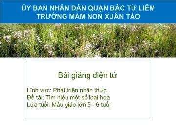 Bài giảng mầm non lớp Lá - Lĩnh vực: Phát triển nhận thức - Đề tài: Tìm hiểu một số loại hoa