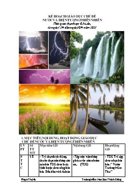 Giáo án Mầm non Lớp Lá - Chủ đề: Nước và hiện tượng thiên nhiên - Phạm Thị Hà