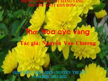 Bài giảng Mầm non Lớp Chồi - Thơ: Hoa cúc vàng - Năm học 2021- 2022 - Nguyễn Thị Lúy