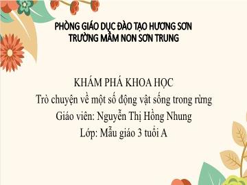 Bài giảng Mầm non Lớp Mầm - Khám phá khoa học: Trò chuyện về một số động vật sống trong rừng - Nguyễn Thị Hồng Nhung