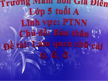 Bài giảng Mầm non Lớp Lá - Chủ đề: Bản thân - Đề tài: Làm quen chữ cái 