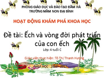 Bài giảng Mầm non Lớp Chồi - Đề tài: Ếch và vòng đời phát triển của con ếch - Tô Thị Thanh Hương