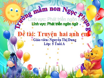 Bài giảng Mầm non Lớp Lá - Phát triển ngôn ngữ - Truyện: Hai anh em - Nguyễn Thị Dung