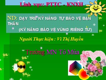 Bài giảng Mầm non Lớp Lá - Dạy trẻ kỹ năng tự bảo vệ bản thân - Vì Thị Huyền