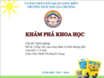 Bài giảng Mầm non Lớp Lá - Chủ đề: Nghề nghiệp - Đề tài: Công việc của công nhân vệ sinh đường phố - Đinh Thị Huyền Trang