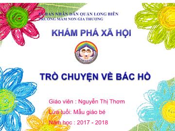Bài giảng Mầm non Lớp Mầm - Khám phá xã hội: Trò chuyện về Bác Hồ - Năm học 2017-2018 - Nguyễn Thị Thơm