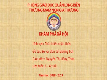 Bài giảng Mầm non Lớp Mầm - Đề tài: Bé vui đón tết dương lịch - Năm học 2018-2019 - Nguyễn Thị Hồng Thảo