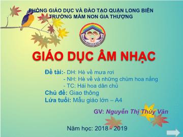 Bài giảng Mầm non Lớp Lá - Chủ đề: Giao thông - Dạy hát: Hè về mưa rơi - Năm học 2018-2019 - Nguyễn Thị Thúy Vân