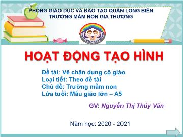 Bài giảng Mầm non Lớp Lá - Chủ đề: Trường mầm non - Đề tài: Vẽ chân dung cô giáo - Năm học 2020-2021 - Nguyễn Thị Thúy Vân