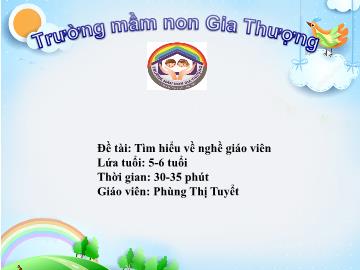 Bài giảng Mầm non Lớp Lá - Đề tài: Tìm hiểu về nghề giáo viên - Phùng Thị Tuyết