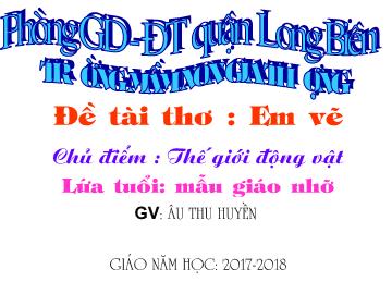 Bài giảng Mầm non Lớp Chồi - Chủ điểm: Thế giới động vật - Thơ 