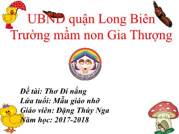 Bài giảng Mầm non Lớp Chồi - Đề tài: Thơ 