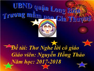 Bài giảng Mầm non Lớp Chồi - Đề tài: Thơ 