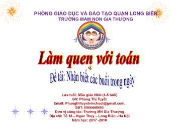 Bài giảng Mầm non Lớp Chồi - Làm quen với toán - Đề tài: Nhận biết các buổi trong ngày - Năm học 2017-2018 - Phùng Thị Tuyết