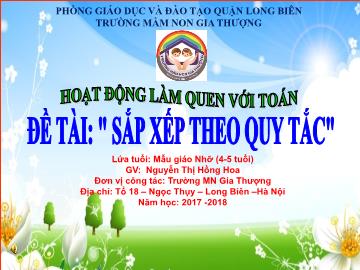 Bài giảng Mầm non Lớp Chồi - Làm quen với toán - Đề tài 