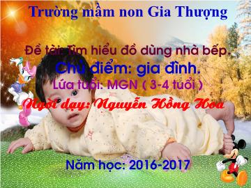 Bài giảng Mầm non Lớp Mầm - Chủ điểm: Gia đình - Đề tài: Tìm hiểu đồ dùng nhà bếp - Năm học 2016-2017 - Nguyễn Hồng Hoa