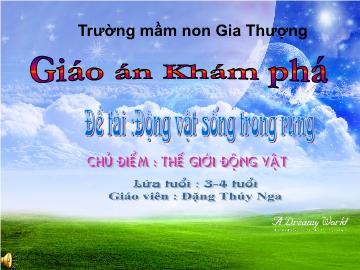 Bài giảng Mầm non Lớp Mầm - Chủ điểm: Thế giới động vật - Đề tài: Động vật sống trong rừng - Đặng Thúy Nga