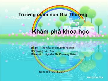 Bài giảng Mầm non Lớp Mầm - Khám phá khoa học - Đề tài : Tìm hiểu các mùa trong năm - Năm học 2016-2017 - Nguyễn Thị Phương Thảo