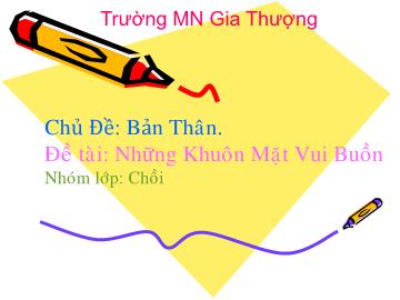 Bài giảng Mầm non Lớp Chồi - Chủ đề: Bản thân - Đề tài: Những khuôn mặt vui buồn - Trường Mầm non Gia Thượng