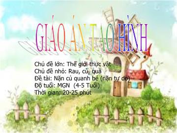 Bài giảng Mầm non Lớp Chồi - Chủ đề: Thế giới thực vật - Đề tài: Nặn củ quanh bé