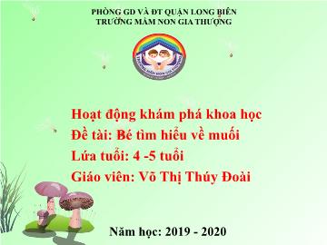 Bài giảng Mầm non Lớp Chồi - Hoạt động khám phá khoa học - Đề tài: Bé tìm hiểu về muối - Năm học 2019-2020