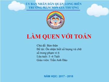 Bài giảng Mầm non Lớp Lá - Chủ đề: Bản thân - Đề tài: Ôn nhận biết số lượng và chữ - Năm học 2017-2018 - Trần Anh Đào