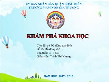 Bài giảng Mầm non Lớp Lá - Chủ đề: Đồ dùng gia đình - Đề tài: Đồ dùng điện - Năm học 2017-2018 - Trịnh Thị Nhung