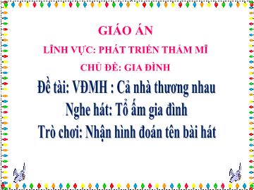 Bài giảng Mầm non Lớp Lá - Chủ đề: Gia đình - Vận động múa hát: Cả nhà thương nhau. Nghe hát: Tổ ấm gia đình. Trò chơi: Nhận hình đoán tên bài hát