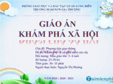 Bài giảng Mầm non Lớp Lá - Chủ đề: Phương tiện giao thông - Đề tài: Khám phá về sự phát triển của cây - Năm học 2020-2021 - Nguyễn Thị Hường