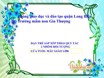 Bài giảng Mầm non Lớp Lá - Dạy trẻ sắp xếp theo quy tắc 2 nhóm đối tượng - Trường Mầm non Gia Thượng