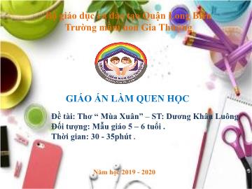 Bài giảng Mầm non Lớp Lá - Đề tài: Thơ 