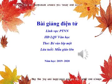 Bài giảng Mầm non Lớp Lá - Làm quen văn học - Thơ 