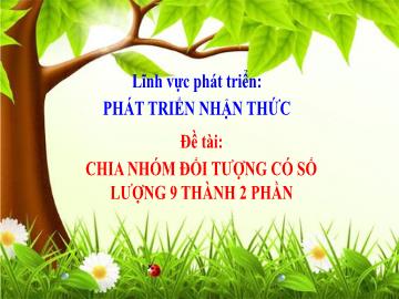 Bài giảng Mầm non Lớp Lá - Phát triển nhận thức - Đề tài: Chia nhóm đối tượng có số lượng 9 thành 2 phần