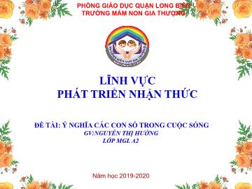 Bài giảng Mầm non Lớp Lá - Phát triển nhận thức - Đề tài: Ý nghĩa các con số trong cuộc sống - Năm học 2019-2020 - Nguyễn Thị Hường