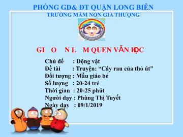 Bài giảng Mầm non Lớp Mầm - Chủ đề: Động vật - Đề tài: Truyện 