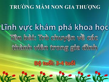 Bài giảng Mầm non Lớp Mầm - Khám phá khoa học - Trò chuyện về các thành viên trong gia đình - Trường Mầm non Gia Thượng