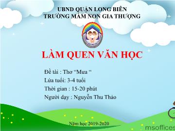 Bài giảng Mầm non Lớp Mầm - Làm quen văn học - Đề tài: Thơ 