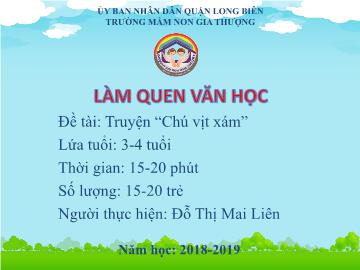 Bài giảng Mầm non Lớp Mầm - Làm quen văn học - Đề tài: Truyện 