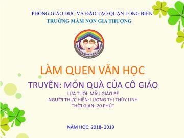 Bài giảng Mầm non Lớp Mầm - Làm quen văn học - Truyện 