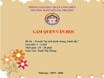 Bài giảng Mầm non Lớp Mầm - Làm quen văn học - Truyện 